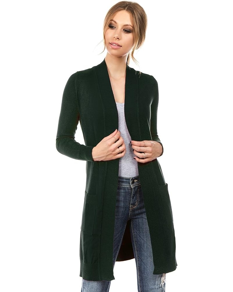 Women's Long Sleeve Sweater Duster Cardigan Olive $14.71 Sweaters