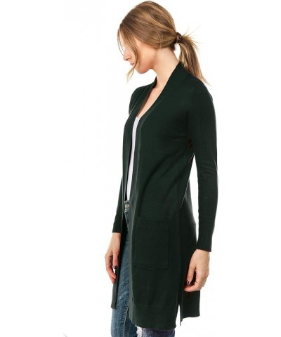 Women's Long Sleeve Sweater Duster Cardigan Olive $14.71 Sweaters