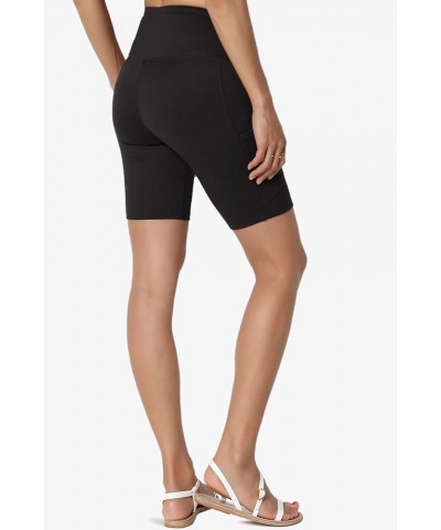 S~3X Brushed Microfiber Tummy Control Side Pocket Biker Short Leggings Black $11.69 Activewear