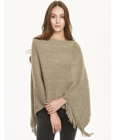 Women's Lightweight Poncho Sweater Versatile Shawl Wrap for Fall Winter 2023 Khaki $10.25 Sweaters