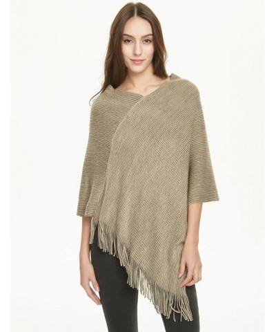 Women's Lightweight Poncho Sweater Versatile Shawl Wrap for Fall Winter 2023 Khaki $10.25 Sweaters