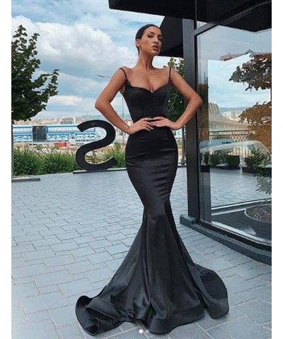 Women's Mermaid Sweetheart Spaghetti Straps Prom Dresses Ruched Long Evening Gowns Sky Blue $32.25 Dresses