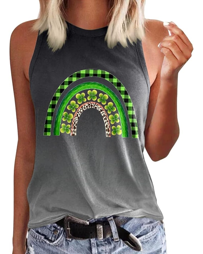 Women's St Patrick's Day Tank Tops Lucky Irish Shamrock Paddy's Day Graphic Tee Shirt Summer Scoop Neck Loose Vest Z04-grey $...