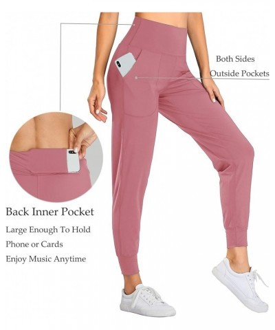 Women's Joggers High Waist Yoga Pockets Sweatpants Sport Workout Pants Misty Rose $10.50 Activewear