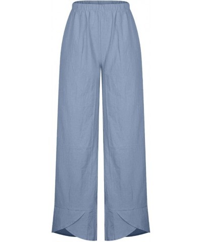 Linen Pants for Women High Waisted Casual Lounge Harem Pants with Pockets Wide Cropped Leg Summer Trousers 2023 2 Blue $11.75...