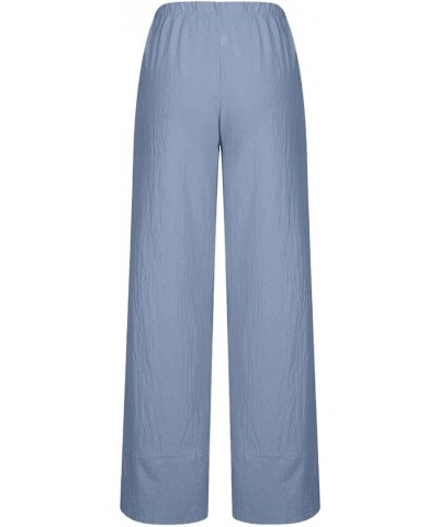 Linen Pants for Women High Waisted Casual Lounge Harem Pants with Pockets Wide Cropped Leg Summer Trousers 2023 2 Blue $11.75...