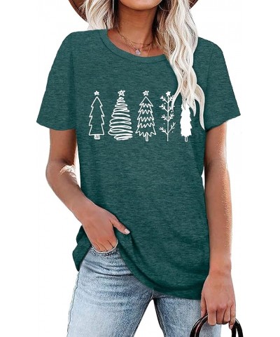 Christmas Tree Shirt for Women Merry Christmas Printed T-Shirts Short Sleeve Holiday Tee Xmas Gift Tops D Green1 $11.20 T-Shirts