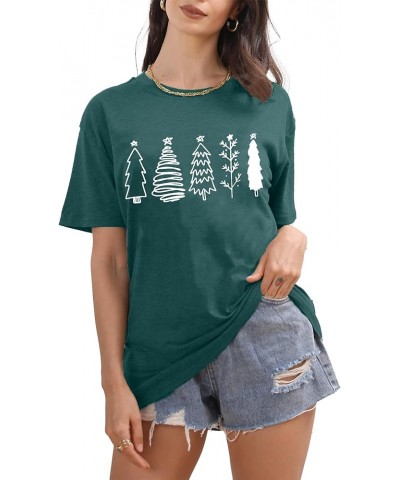 Christmas Tree Shirt for Women Merry Christmas Printed T-Shirts Short Sleeve Holiday Tee Xmas Gift Tops D Green1 $11.20 T-Shirts