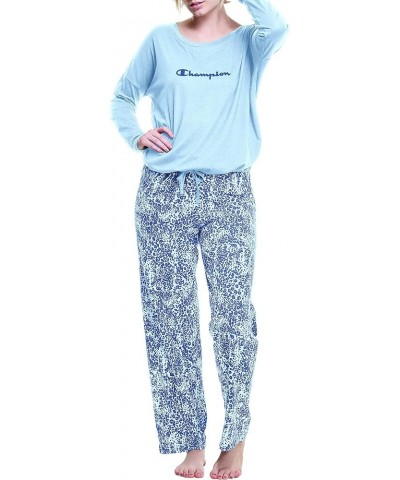 Women's Wide Leg Sleep Set Collage Blue/Collage Blue Leopard $15.67 Sleep & Lounge