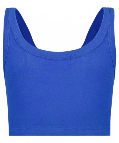 Women's Slim Fit V-Neck Cropped Tank Tops Sleeveless Spandex Knit 08-blue $8.47 Tanks