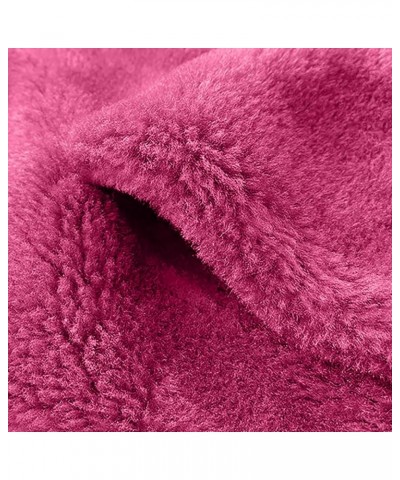 Womens Furry Cardigan Lapel Coats Warm Fleece Short Jackets Zipper Drawstraing Casual 2023 Fall Winter Coat 04 Hot Pink $9.58...