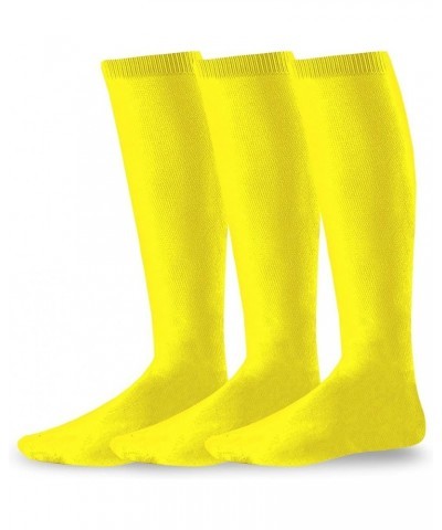 Soccer Socks Athletic Sports Socks Softball Baseball Cushioned Knee High Tube Socks Kids Teens Women Men Unisex 3 Pair-yellow...