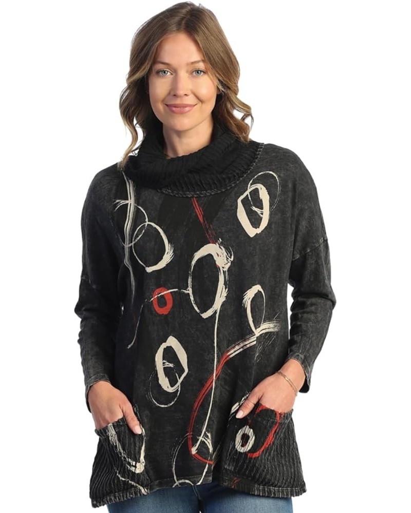 Mineral Washed Cowl Neck Tunic - M99 Aurora Black $38.25 Tops