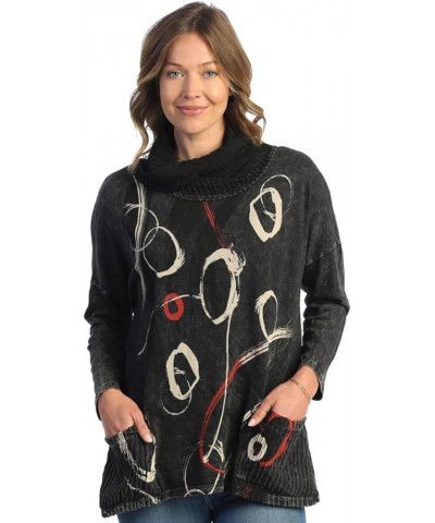 Mineral Washed Cowl Neck Tunic - M99 Aurora Black $38.25 Tops