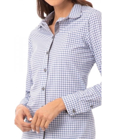 Women's Modern Gingham Long Sleeve Dress Shirt Strong Blue $23.15 Blouses