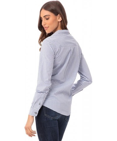 Women's Modern Gingham Long Sleeve Dress Shirt Strong Blue $23.15 Blouses