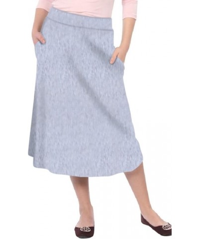 Women’s Modest Lightweight Mid-Calf A-Line Skirt with On Seam Pockets Heather Grey $18.88 Skirts