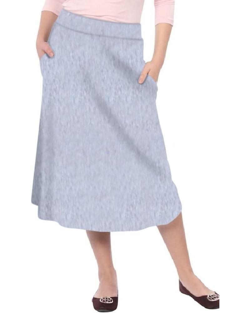 Women’s Modest Lightweight Mid-Calf A-Line Skirt with On Seam Pockets Heather Grey $18.88 Skirts