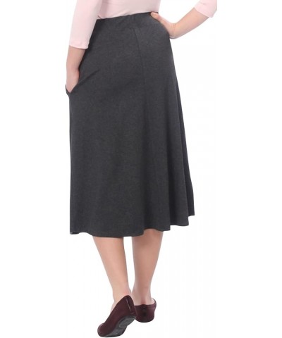 Women’s Modest Lightweight Mid-Calf A-Line Skirt with On Seam Pockets Heather Grey $18.88 Skirts