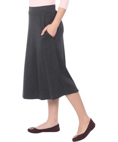 Women’s Modest Lightweight Mid-Calf A-Line Skirt with On Seam Pockets Heather Grey $18.88 Skirts