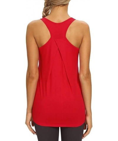 Womens Long Workout Tops Racerback Athletic Yoga Gym Tank Top Sports Tennis Shirt Red $10.58 Activewear