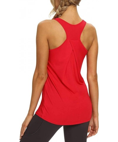 Womens Long Workout Tops Racerback Athletic Yoga Gym Tank Top Sports Tennis Shirt Red $10.58 Activewear