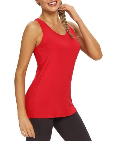 Womens Long Workout Tops Racerback Athletic Yoga Gym Tank Top Sports Tennis Shirt Red $10.58 Activewear