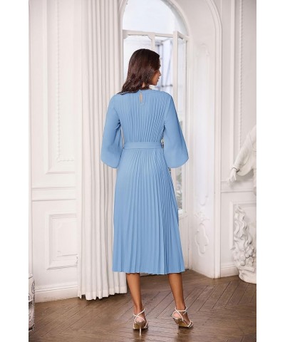 Women's 2023 Pleated Chiffon Flowy Dresses for Wedding Casual Midi Ruffle Dress Blue Gray $29.14 Dresses