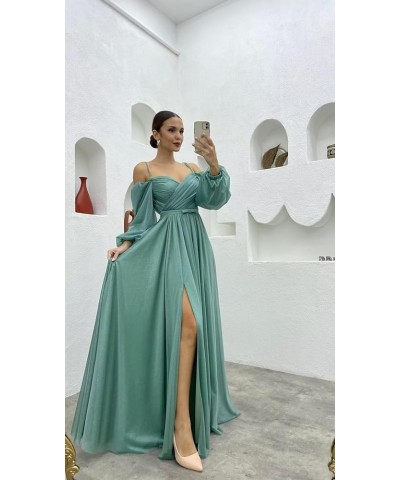 Long Sleeves Bridesmaid Dresses with Pockets for Wedding Chiffon Ruched Maxi Evening Party Dresses for Women Rust $27.84 Dresses