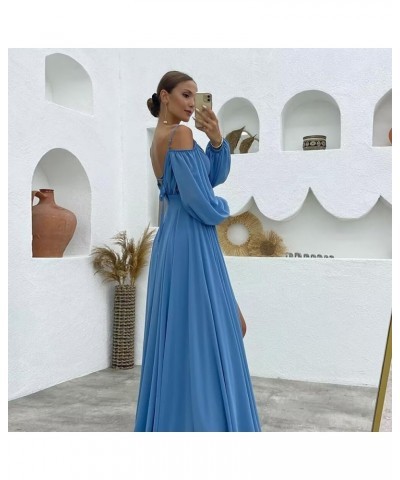 Long Sleeves Bridesmaid Dresses with Pockets for Wedding Chiffon Ruched Maxi Evening Party Dresses for Women Rust $27.84 Dresses