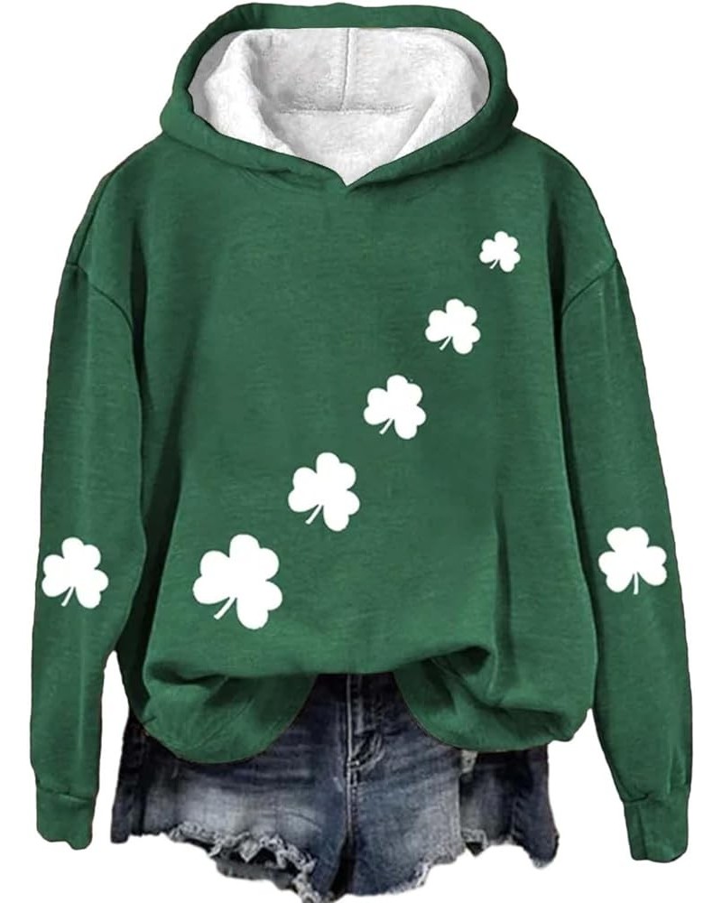 Women's St. Patrick's Day Hoodies American Flag Irish Shamrock Graphic Casual Long Sleeve Hooded Pullover Sweatshirts C-green...