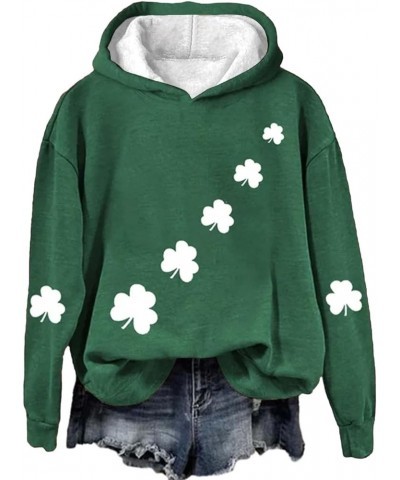 Women's St. Patrick's Day Hoodies American Flag Irish Shamrock Graphic Casual Long Sleeve Hooded Pullover Sweatshirts C-green...