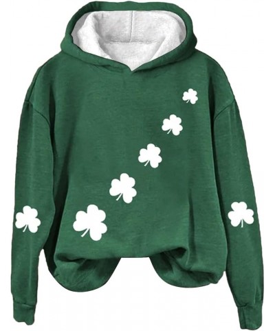 Women's St. Patrick's Day Hoodies American Flag Irish Shamrock Graphic Casual Long Sleeve Hooded Pullover Sweatshirts C-green...