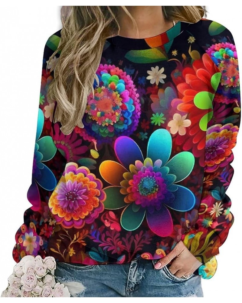 Women's Casual Long Sleeve Tops Floral Print Blouses & Shirts Fashion Casual Loose Comfy Blouses Tunic Tops Plus Size Colorfu...