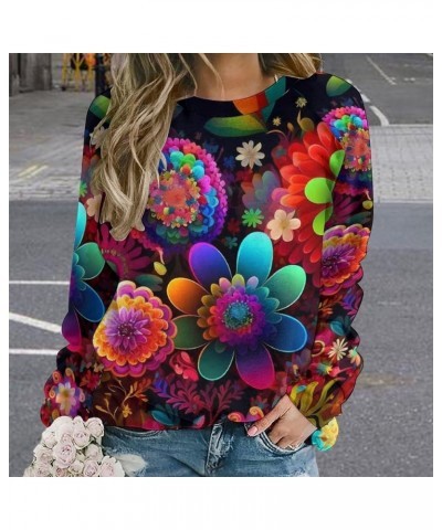 Women's Casual Long Sleeve Tops Floral Print Blouses & Shirts Fashion Casual Loose Comfy Blouses Tunic Tops Plus Size Colorfu...