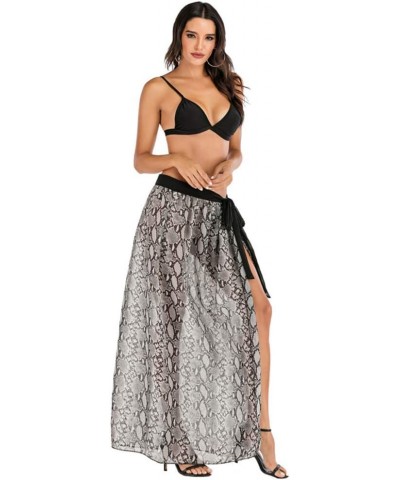 Women's Swimsuit Cover up Sarong Chiffon Beach Bikini Pareo Wrap S13 Bandage Leopard Grey $9.50 Swimsuits