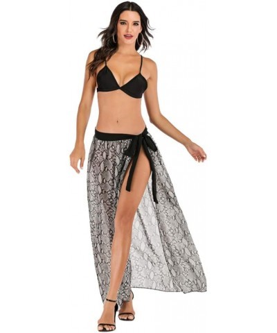 Women's Swimsuit Cover up Sarong Chiffon Beach Bikini Pareo Wrap S13 Bandage Leopard Grey $9.50 Swimsuits