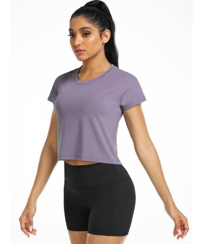 3 Pieces Workout Crop Tops Women Dry Fit Athletic Shirts Short Sleeve for Yoga Running 03: 3 Pieces,black,grey,purple $14.99 ...