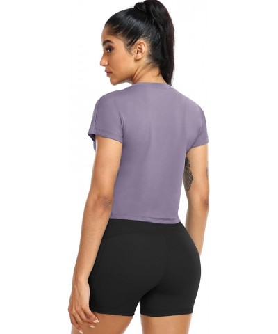 3 Pieces Workout Crop Tops Women Dry Fit Athletic Shirts Short Sleeve for Yoga Running 03: 3 Pieces,black,grey,purple $14.99 ...