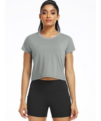 3 Pieces Workout Crop Tops Women Dry Fit Athletic Shirts Short Sleeve for Yoga Running 03: 3 Pieces,black,grey,purple $14.99 ...