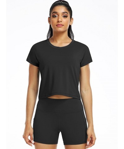 3 Pieces Workout Crop Tops Women Dry Fit Athletic Shirts Short Sleeve for Yoga Running 03: 3 Pieces,black,grey,purple $14.99 ...