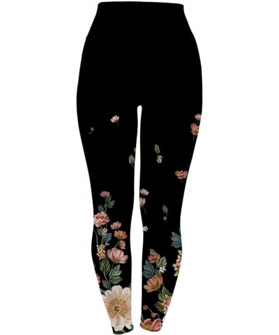 Womens Yoga Pants Fashion Floral Pattern High Waisted Leggings Workout Tummy Control Sports Pants Gym Active Pants 01 Black $...