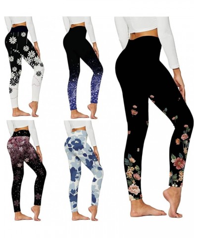 Womens Yoga Pants Fashion Floral Pattern High Waisted Leggings Workout Tummy Control Sports Pants Gym Active Pants 01 Black $...