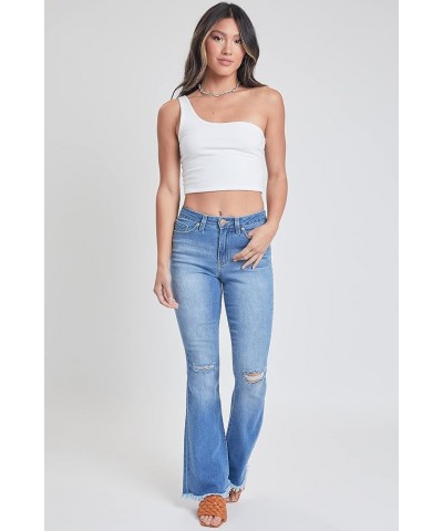 Womens High-Rise Super Flare Jean Medium Blue Rips $17.89 Jeans