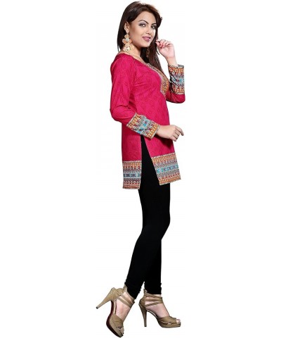 Indian Tunic Top Women's Short Kurti Kurta from India Pink $14.49 Tops