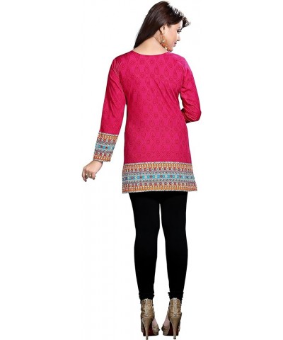 Indian Tunic Top Women's Short Kurti Kurta from India Pink $14.49 Tops