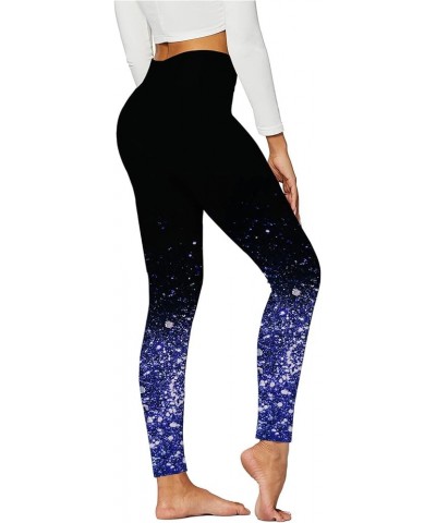 Print Leggings for Women Shiny High Waisted Cotton Yoga Pants Spring Patterned Workout Soft Stretchy Holiday Leggings G-navy ...