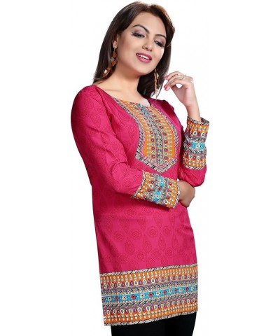 Indian Tunic Top Women's Short Kurti Kurta from India Pink $14.49 Tops