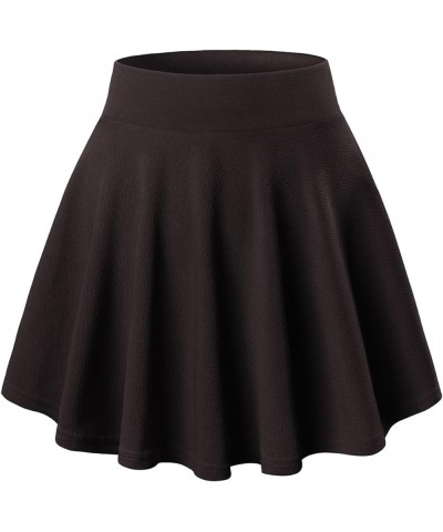 FASHION Women's Casual Stretchy Flared Pleated Mini Skater Skirt with Shorts Dark Coffee $13.74 Skirts