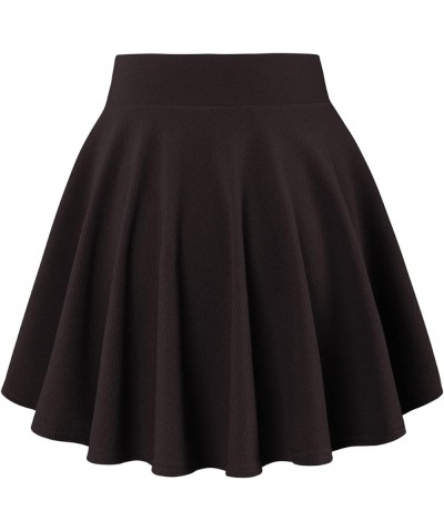 FASHION Women's Casual Stretchy Flared Pleated Mini Skater Skirt with Shorts Dark Coffee $13.74 Skirts